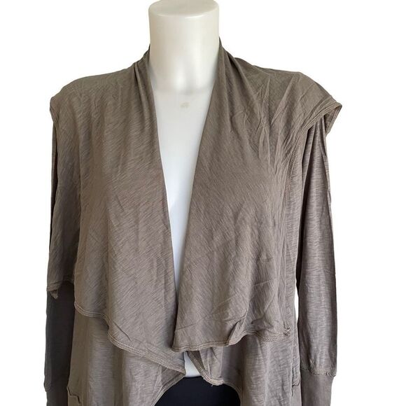REVOLVE LAmade olive green/ gray open front waterfall hooded cardigan sz XS NWT! - Picture 3 of 9